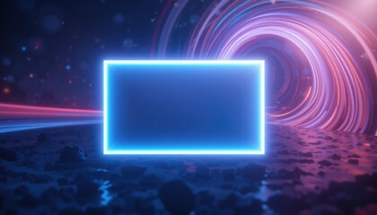 Poster - Dynamic light trails and neon effects abstract space graphic design digital art vivid colors high-tech environment