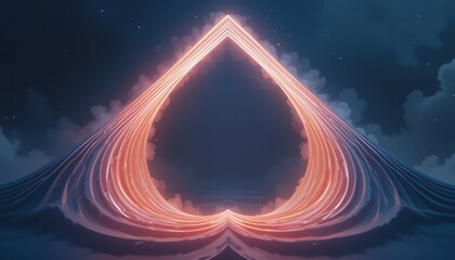 Poster - Dynamic abstract wave formation digital art surreal landscape night sky environment futuristic viewpoint