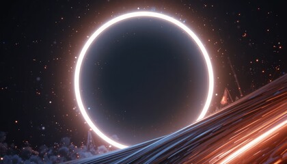 Poster - Dynamic abstract light circle animation digital space visual effect cosmic environment close-up view futuristic concept