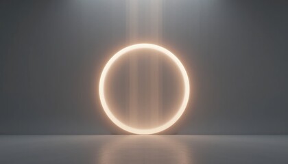 Poster - Illuminating circle animation digital studio video content minimalistic environment front view modern design concept