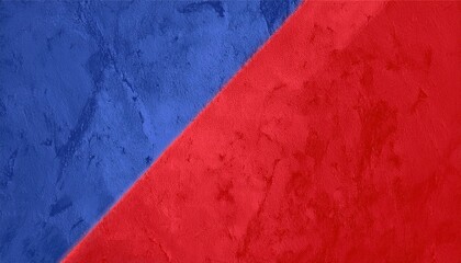 Aufkleber -  diagonal split textured wall in vivid red and blue tones, abstract grunge background for patriotic usa themes, graphic layouts, or creative design use
