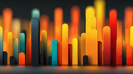 Poster - colorful abstract bars with vibrant lighting in dark background