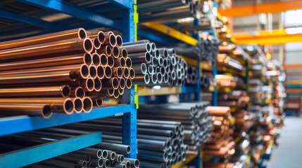 Poster - Close-up view of bright industrial storage organizing pipes Generative AI