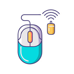 Poster - Illustration of a modern computer mouse with a USB dongle emitting WiFi