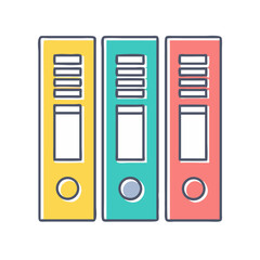 Poster - Three colorful ring binders stand in a row, ready for organization