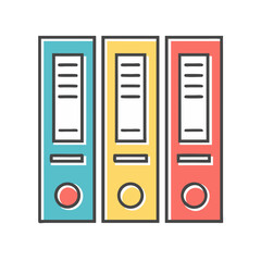 Poster - Colorful office ring binders standing side by side ready for filing