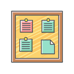 Poster - Cute Cartoon Bulletin Board with Colorful Sticky Notes and Wooden Frame