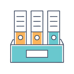Poster - Document storage with lever arch files in a filing box illustration
