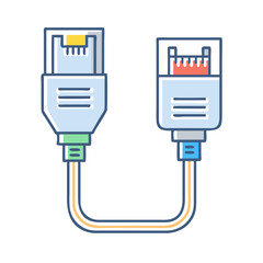 Poster - Illustration of a Network Cable with RJ45 Connectors on Both Ends