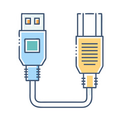 Poster - Colorful Vector Illustration of USB and Parallel Port Cables for Connectivity