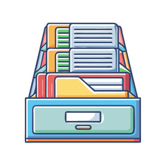 Poster - Stylized illustration of an office file cabinet with drawers and folders
