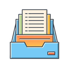 Poster - Illustration of document tray containing file folders with organized information