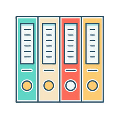 Poster - Colorful Binders Standing in a Row Ready for Organizing Documents and Files