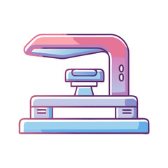 Poster - Stylish retro vector illustration of a blue and pink stapler on white
