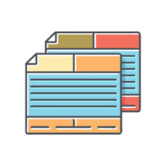 Poster - Colorful layered document icons representing paperwork, organization, and data management