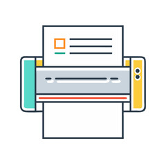 Poster - Stylized Line Art Illustration of a Paper Printer with Bold Colors