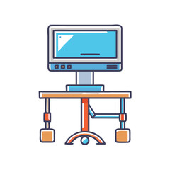 Poster - Cartoon illustration of a classic computer monitor on a stylish desk stand