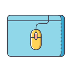 Poster - Stylized Illustration of a Yellow Computer Mouse on a Blue Mousepad