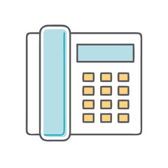 Poster - Illustration of an office desk telephone with a screen and buttons
