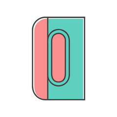 Poster - Abstract graphic of a stylized container object in pink and teal
