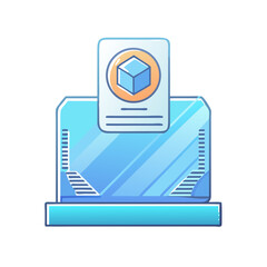 Aufkleber - Blue Cube with Card and Hologram Style Tech Interface Visualization