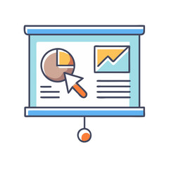 Poster - Business presentation on a whiteboard with charts and cursor pointing