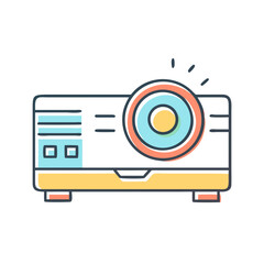 Poster - Colorful and modern vector illustration of a multimedia projector machine