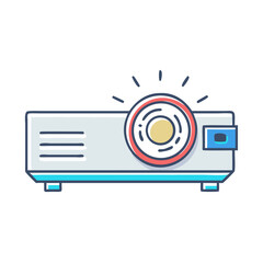 Poster - Illustration of a projector projecting light with a playful and modern aesthetic