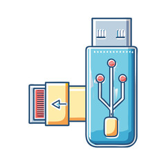 Poster - Stylized USB Flash Drive Connector Illustration with Creative Design Details