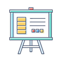 Poster - Presentation board with charts and bars standing on a tripod stand