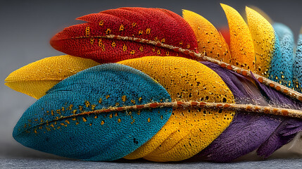 Poster - Colorful Feathers Displaying Vibrant Colors and Intricate Patterns