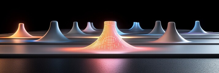 Poster - A pioneering digital artwork characterized by vibrant, glowing neon lines and linked hubs