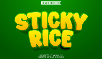 Poster - Editable 3d text style effect - Sticky Rice text effect Template