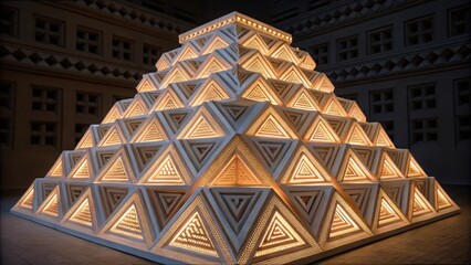 Aufkleber - Vivid Layered Structure with Illuminated Triangular Parts and Design