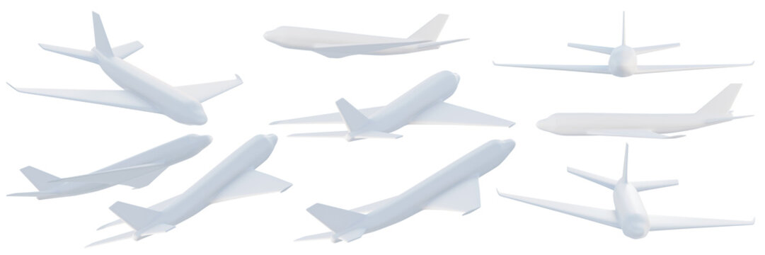 paper airplane set 3D rendering