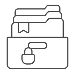 Poster - cabinet box with police folders and lock thin line icon, law and order concept. vector graphics. cri