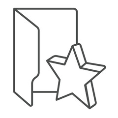 Poster - Favorites folder thin line icon, windows pack concept. Vector graphics. Folder with isometric star shape, favorite sign on white background, linear style icon for mobile or web design.