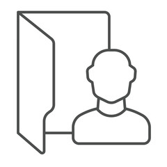 Fototapete - User folder thin line icon, windows pack concept. Vector graphics. Folder and man avatar, personal data sign on white background, linear style icon for mobile or web design.