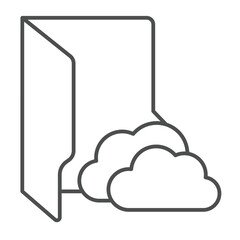 Fototapete - Cloud folder thin line icon, windows pack concept. Vector graphics. Folder with cloud storage, remote data sign on white background, linear style icon for mobile or web design.
