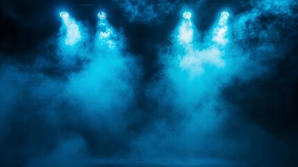 Sticker - blue stage lights illuminating smoky atmosphere.