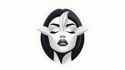 Poster - Serene Black And White Silhouette Of A Woman's Face