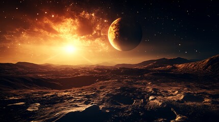 Wall Mural - a planet with a sun in the background