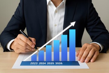 Poster - Business Growth Chart with Rising Arrow and Marked Years 2023 to 2026