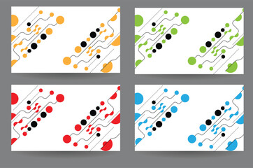 Poster - Colorful Line Art and Circle Future Shape Banner Different Colors Set. Graphic design elements and resources vector art