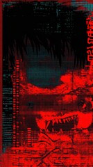 Poster - Abstract red and black design with textures and patterns.
