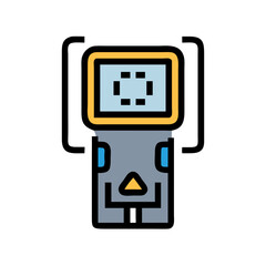 Poster - Isolated futuristic robot cartoon avatar on black background
