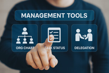 Poster - Efficient management tools enable strategic delegation and clear organizational structure enhancing decision-making and task tracking for business growth