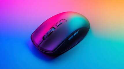 Canvas Print - wireless computer mouse on vibrant gradient background.