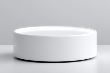 Poster - Simple white circular object on a gray background highlighting minimalistic design and modern aesthetics
