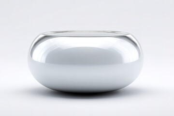 Poster - Sleek metallic bowl reflecting light in a minimalist setting, showcasing modern design and craftsmanship
